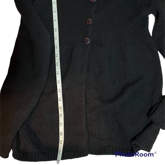 Vince Wool Blend Peplum Button Down Sweater Cowl Neck Black Size Medium - Picture 10 of 14